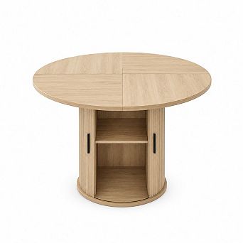 47'' Round Dining Table with Hidden Storage for 4