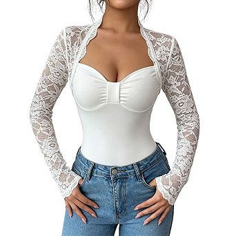 Womens Mock Neck Long Sleeve Lace Top Slim Fit Elegant Casual Blouse