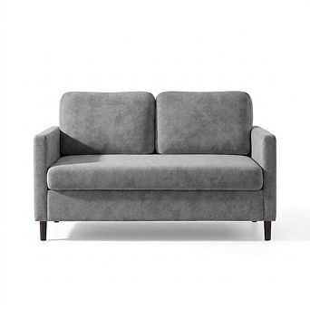 Compact Loveseat Sofa, Soft Linen Upholstered Couch with Wooden Frame for Living Room and Apartment