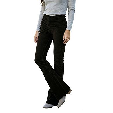 Womens Corduroy Bell Bottom Pants Vintage Soft Textured High Waist Long Pants