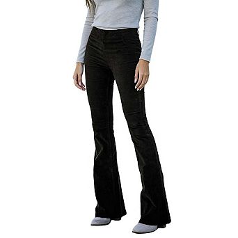 Womens Corduroy Bell Bottom Pants Vintage Soft Textured High Waist Long Pants