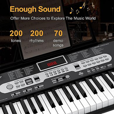 61-Key Portable Electronic Keyboard for Beginners, Full-Size Piano for Practice, Travel & Home Use