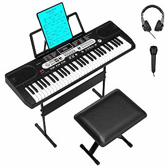 61-Key Portable Electronic Keyboard for Beginners, Full-Size Piano for Practice, Travel & Home Use