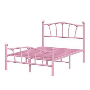 Heart-Shaped Full Metal Bed Frame 600 lbs Capacity, 11.5" Underbed Storage, Noise-Free