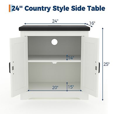 Farmhouse bedside cabinet with USB Charging Station & Power Outlets Bedside Table