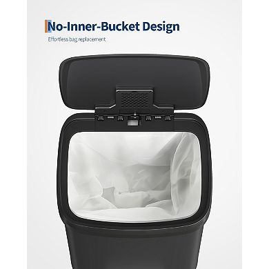 13Gal/50L Step-On Trash Can, Stainless Steel, Soft Close Lid, Inner Bucket & Rear Handle