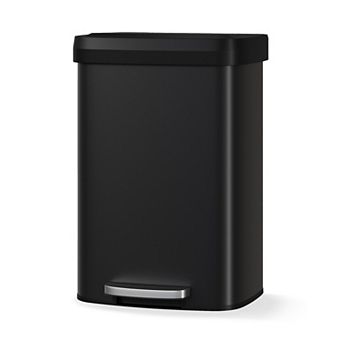 13Gal/50L Step-On Trash Can, Stainless Steel, Soft Close Lid, Inner Bucket & Rear Handle