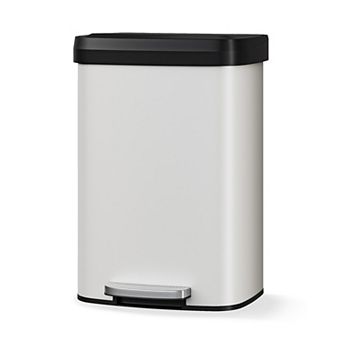 13Gal/50L Step-On Trash Can, Stainless Steel, Soft Close Lid, Inner Bucket & Rear Handle