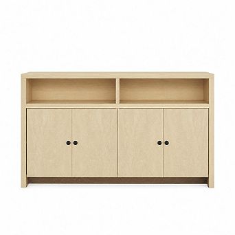 Spacious 55" Farmhouse Buffet Sideboard Cabinet 4 Doors, Adjustable Shelves, Ample Storage