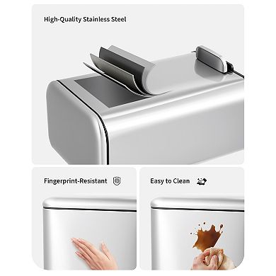13Gal Fingerprint-Proof Stainless Steel Step Trash Can - Soft-Close Lid, Removable Bucket, Pedal