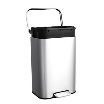 13Gal Fingerprint-Proof Stainless Steel Step Trash Can - Soft-Close Lid, Removable Bucket, Pedal