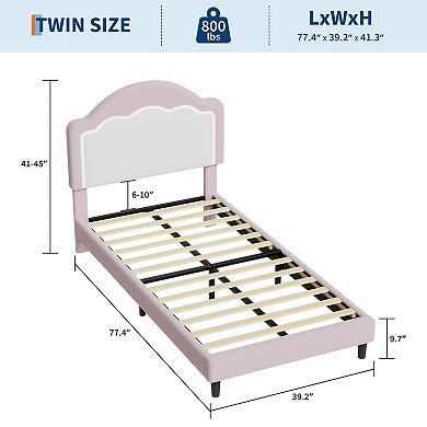Bed Frame with Adjustable Headboard, Sherpa Fleece Upholstered Platform with LED Lights