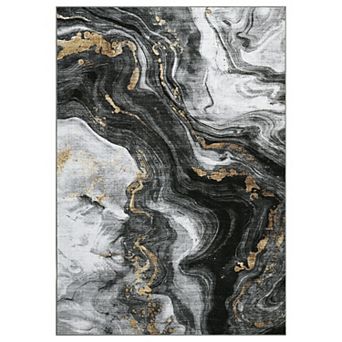 Fashionwu Marble Patterned Carpet Modern Washable Carpet for Living Room Non Slip Mats