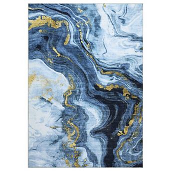 Fashionwu Marble Patterned Carpet Modern Washable Carpet for Living Room Non Slip Mats