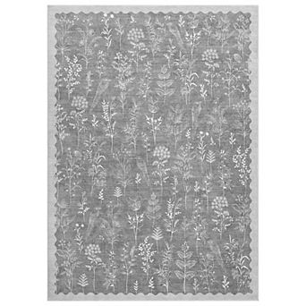 Fashionwu Modern Floral Rug Soft Thin Carpet for Living Room Non Slip Washable Floor Mats