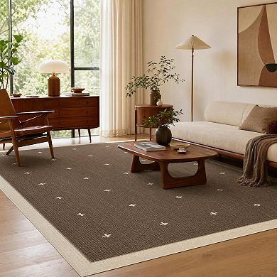 Fashionwu Vintage Solid Rug Modern Non Slip Carpet WashableSoft Thin Mats for Living Room