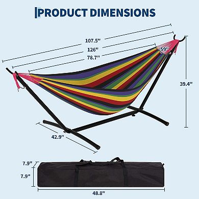 Hammock with Stand, Portable Indoor/Outdoor with Carrying Bag, Space-Saving for Patio & Garden