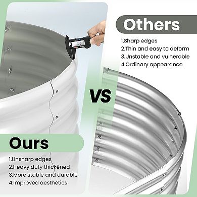 8x2x1ft Galvanized Steel Raised Garden Bed, Oval Bottomless Planter Box for Vegetables & Herbs