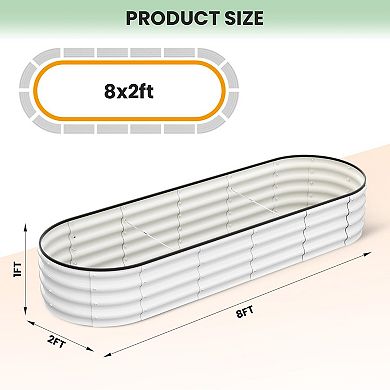 8x2x1ft Galvanized Steel Raised Garden Bed, Oval Bottomless Planter Box for Vegetables & Herbs
