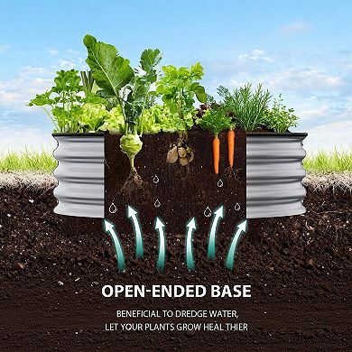 Round Raised Garden Bed 4x1.5ft, Galvanized Steel Planter with Open Bottom for Vegetables & Herbs