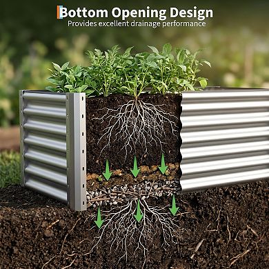 2 Pack Tall Galvanized Steel Raised Garden Bed 4x2x1.5 ft for Vegetables & Flowers