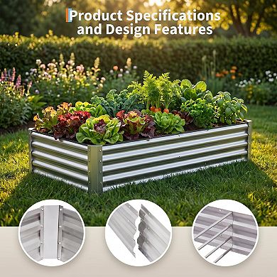 2 Pack Tall Galvanized Steel Raised Garden Bed 4x2x1.5 ft for Vegetables & Flowers