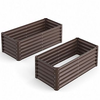 2 Pack Tall Galvanized Steel Raised Garden Bed 4x2x1.5 ft for Vegetables & Flowers