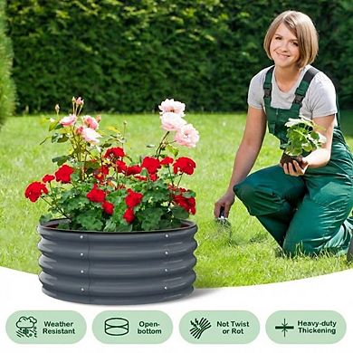 2 Pcs Galvanized Raised Garden Bed 3x3x1ft, Round Planter for Vegetables & Herbs