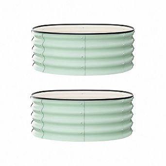 2 pc Galvanized Raised Garden Bed 3x3x1ft, Round Planter for Vegetables & Herbs