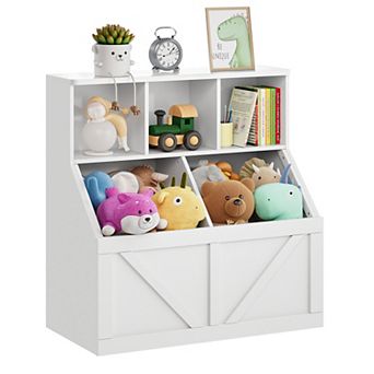 Kids Toy Storage Organizer, Kids Bookshelf and Toy Storage, for Nursery, Playroom, Bedroom