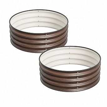 Round Galvanized Steel Raised Garden Bed Kit 2x1ft for Vegetables & Herbs