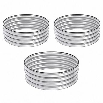 Round Galvanized Steel Raised Garden Bed Kit 2x1ft for Vegetables & Herbs