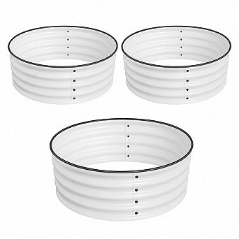 Round Galvanized Steel Raised Garden Bed Kit 2x1ft for Vegetables & Herbs