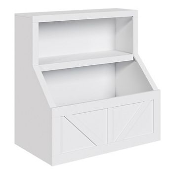 Toy Storage Organizer and Kids Book Shelf, Wooden Toddler Bookcase Cabinet With Storage Organizer
