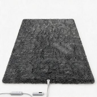 Plush Electric Heated Rug, Wireless Controller with LCD Display, Adjustable Heat Levels & Auto Off