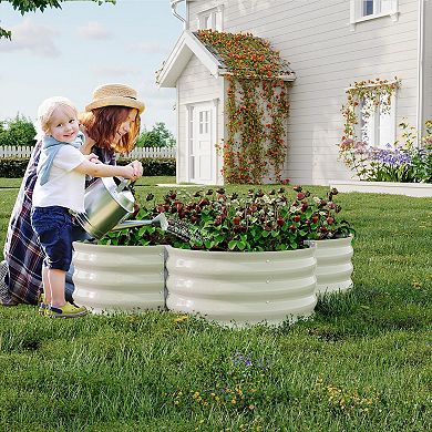 2-Pack Galvanized Raised Garden Bed 4x4x1ft, Outdoor Planter with Open Base for Herbs & Veggies