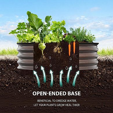 Round Raised Garden Bed 2x1.5ft, Galvanized Metal Boxes for Vegetables & Flowers