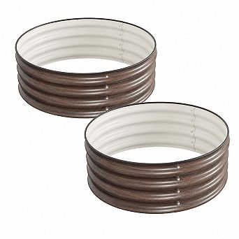 Round Raised Garden Bed 2x1.5ft, Galvanized Metal Boxes for Vegetables & Flowers