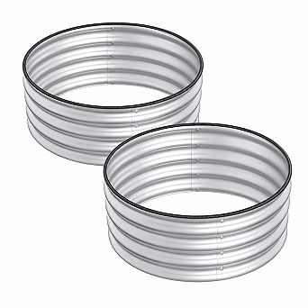 Round Raised Garden Bed 2x1.5ft, Galvanized Metal Boxes for Vegetables & Flowers