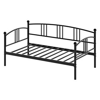 Twin Metal Daybed, Sturdy Steel Slat Support, Arched Headboard, Space-Saving Sofa Bed Frame