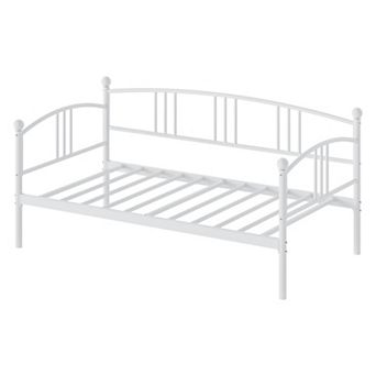 Twin Metal Daybed, Sturdy Steel Slat Support, Arched Headboard, Space-Saving Sofa Bed Frame
