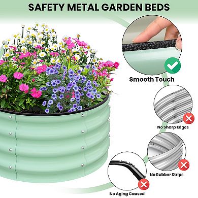 Set of 2 Galvanized Raised Garden Beds 2x2x1ft, Round Planter for Vegetables & Herbs