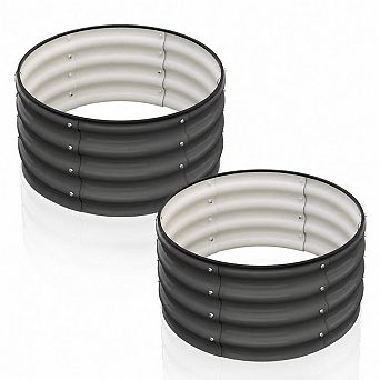 Set of 2 Galvanized Raised Garden Beds 2x2x1ft, Round Planter for Vegetables & Herbs