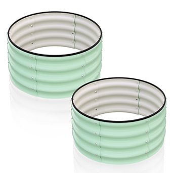 Set of 2 Galvanized Raised Garden Beds 2x2x1ft, Round Planter for Vegetables & Herbs