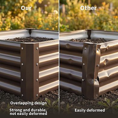 2 Pack Tall Galvanized Steel Raised Garden Bed 4x2x1 ft for Vegetables & Flowers