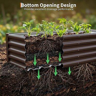 2 Pack Tall Galvanized Steel Raised Garden Bed 4x2x1 ft for Vegetables & Flowers