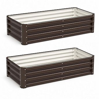 2 Pack Tall Galvanized Steel Raised Garden Bed 4x2x1 ft for Vegetables & Flowers