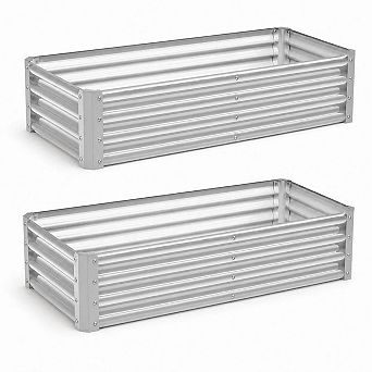 2 Pack Tall Galvanized Steel Raised Garden Bed 4x2x1 ft for Vegetables & Flowers