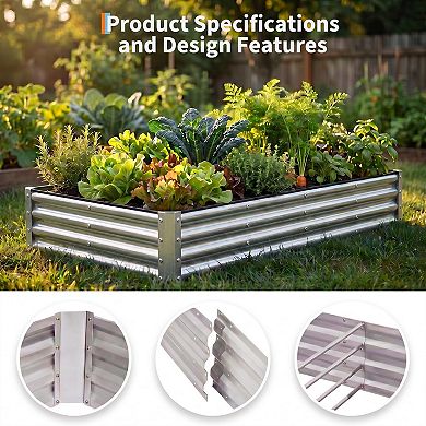 2 Pack Tall Galvanized Steel Raised Garden Bed 6x3x1 ft for Vegetables & Flowers