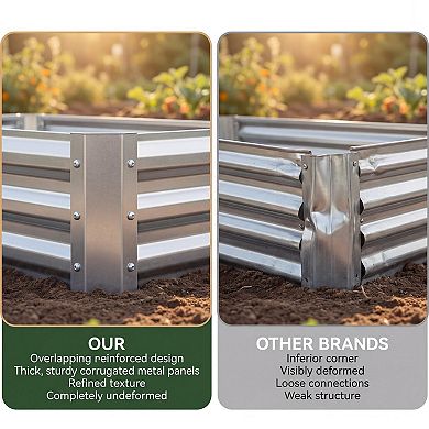 2 Pack Tall Galvanized Steel Raised Garden Bed 6x3x1 ft for Vegetables & Flowers